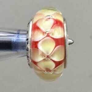 Yellow/Orange Murano Glass Bead - Fits most Pandora or Troll Style Bracelet